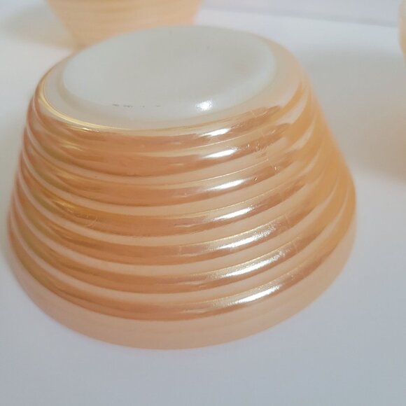 Set Of 3 Vintage Fire King Peach LustrePlatonite  Soup Bowls With Handles - Picture 5 of 5